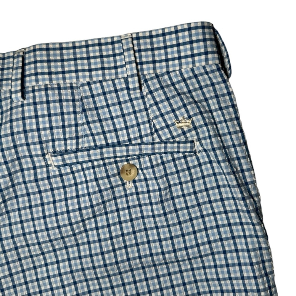 Peter Millar Crown Sport Lightweight Performance Seersucker Shorts Plaid Blue 34 - Picture 13 of 15